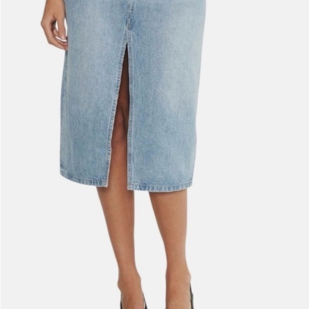 Denim Forum Light Blue Midi Skirt